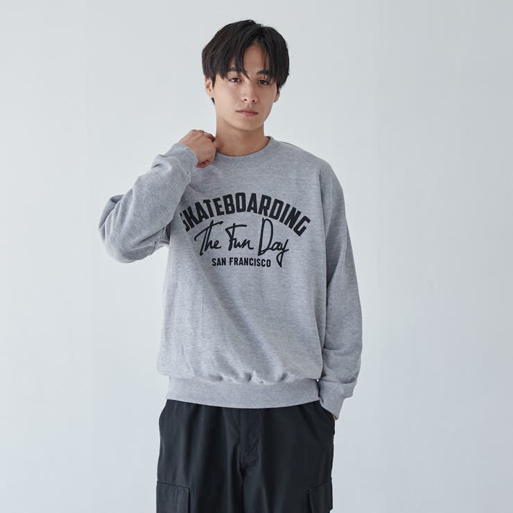 PARKIES裏毛プリントスウェット（グレー）[品番：COEW0004959]｜coen