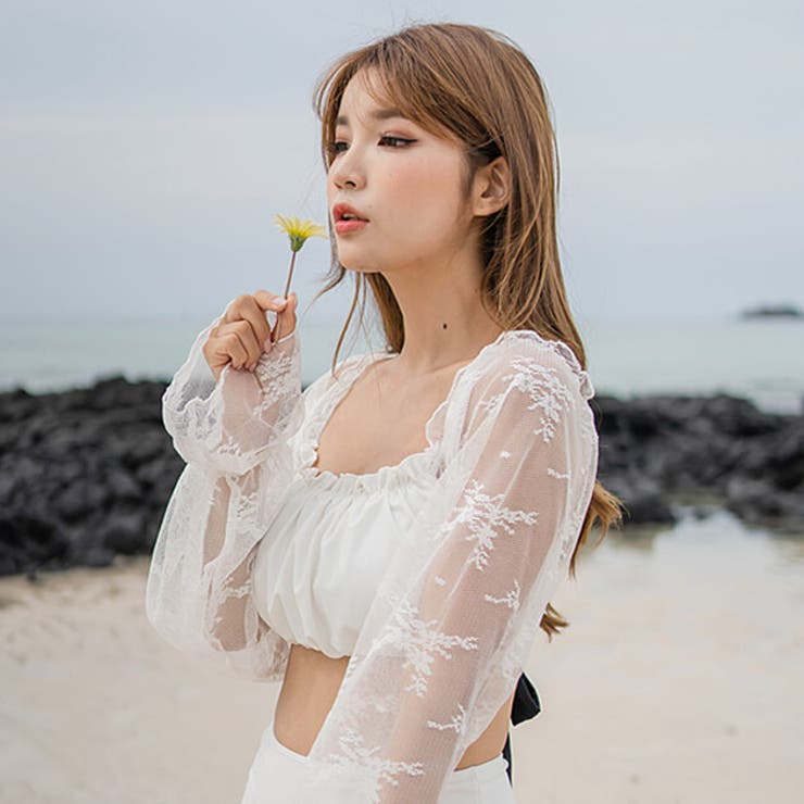 ビキニセット 水着2点セット 袖付き水着[品番：LCLW0002527]｜レース