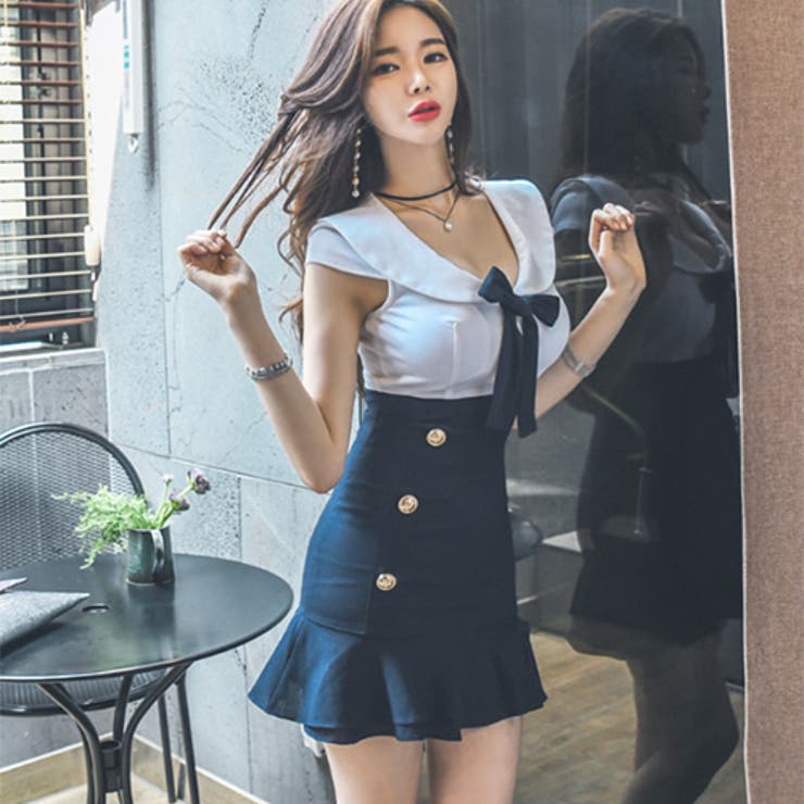 爽やかセーラー風のマリンルックドレス(CABARETDRESS)[品番