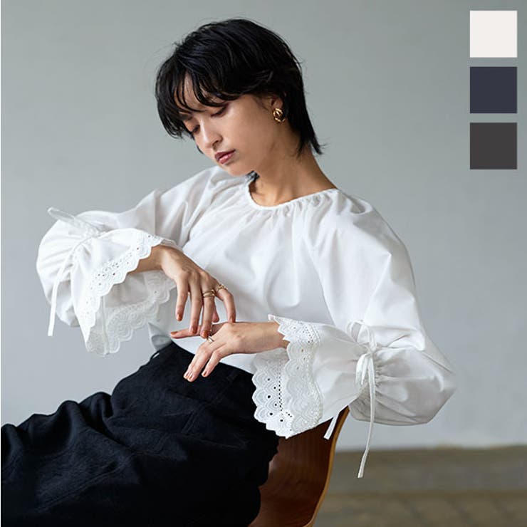 袖口レースブラウス［C6431］[品番：KO000013182]｜KOBE LETTUCE