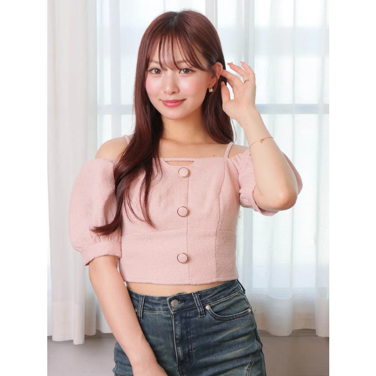 ツイードオフショルトップス[品番：LINW0002651]｜LIPSERVICE（リップ