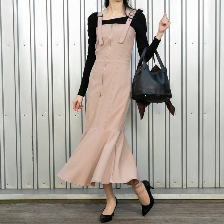 フロントZIP マーメイド ジャンパースカート[品番：PPNW0003039