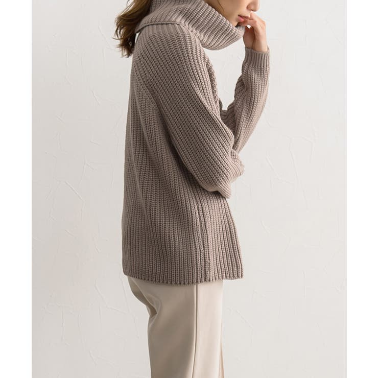 畦編みタートルニット ニット タートル タートルネック オフタートル