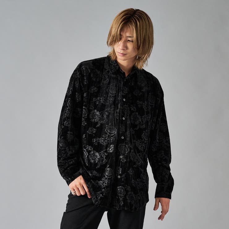 フラワーエンボスベロアシャツ[品番：LEVM0009269]｜REGIEVO（レジエボ