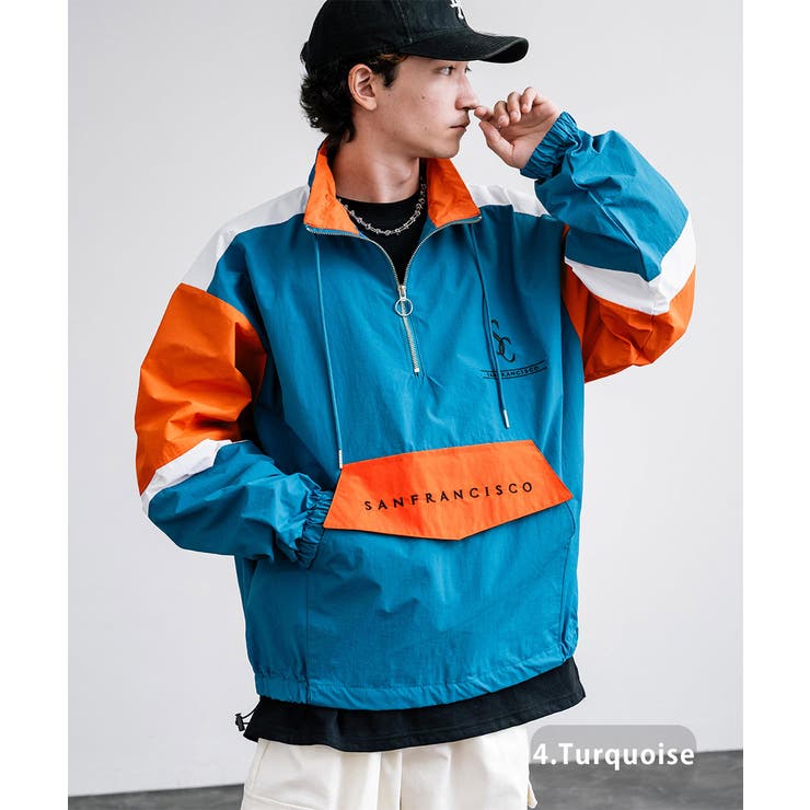 ナイロンジャケット ハーフジップ スタンドネック[品番：OE000008199