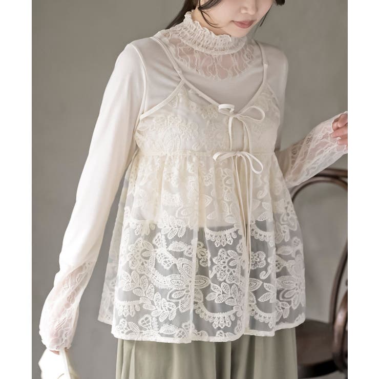 フロントリボンレースキャミソール[品番：RPSW0003569]｜rps（アール