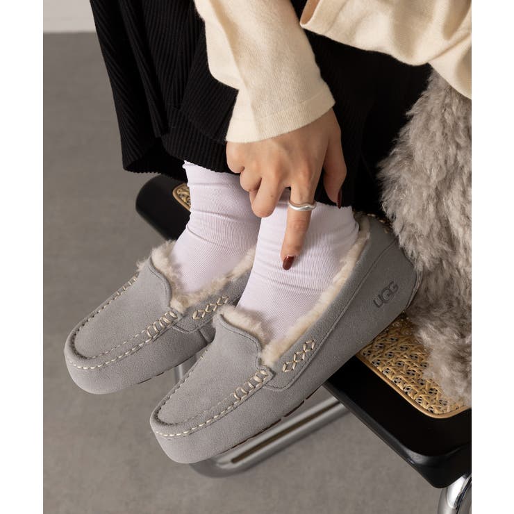 UGG】ANSLEY ウールボアスリッポン ローファー モカシン アンスレー