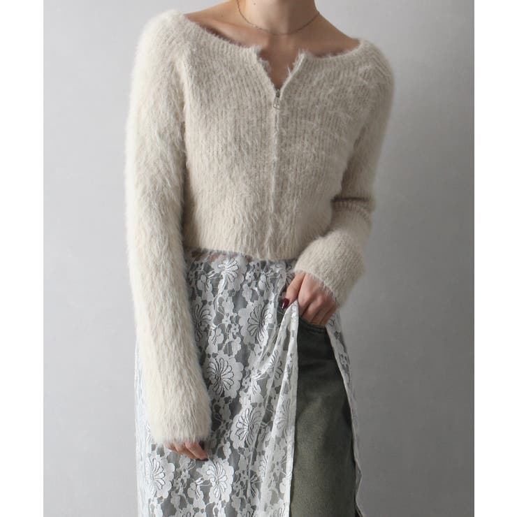 シャギージップクロップドカーディガン[品番：SPRW0010341]｜SpRay