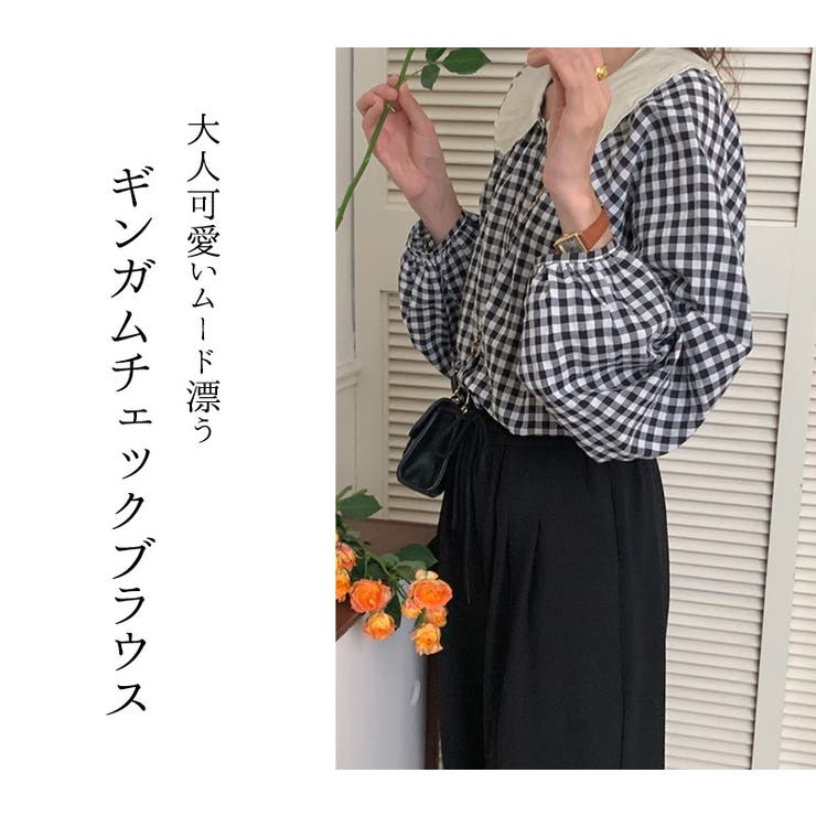 ブラウス 長袖 ギンガムチェック[品番：TY000007647]｜teddyshop