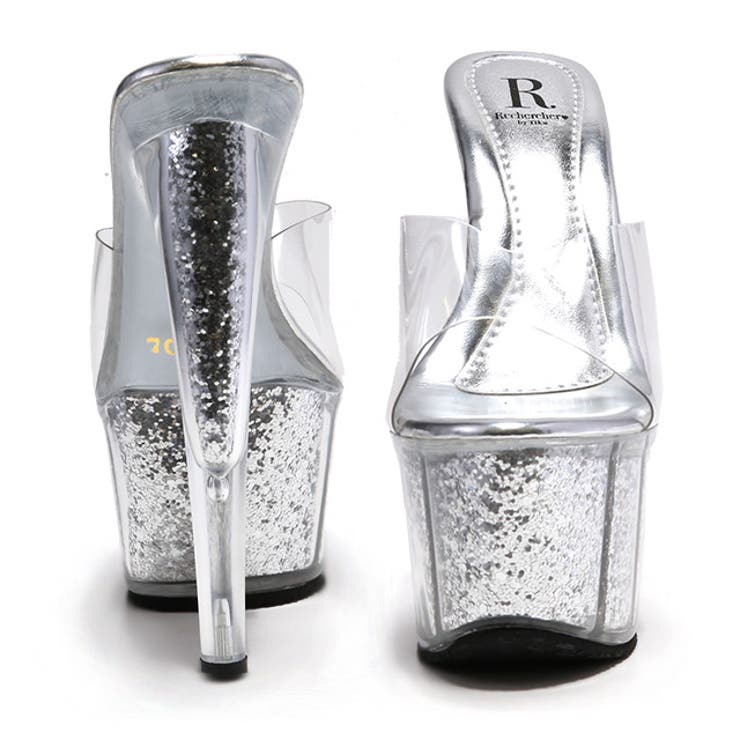 ラメ入りオープントゥクリアサンダル クリアサンダル キャバサンダル