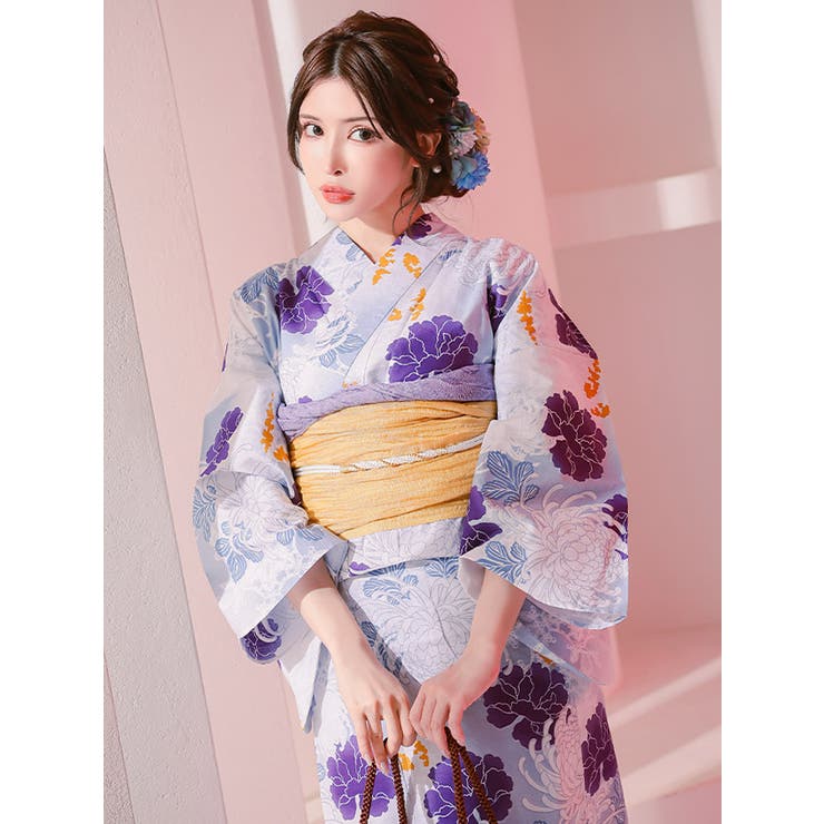 ムラ染め×カラフル華やか乱菊柄浴衣2点セット 浴衣セット レディース