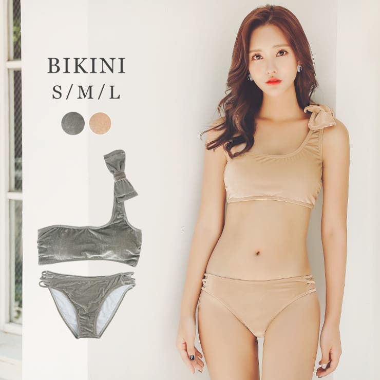 ワンショルダー ベロアスイムウェア 水着[品番：OSRW0004354