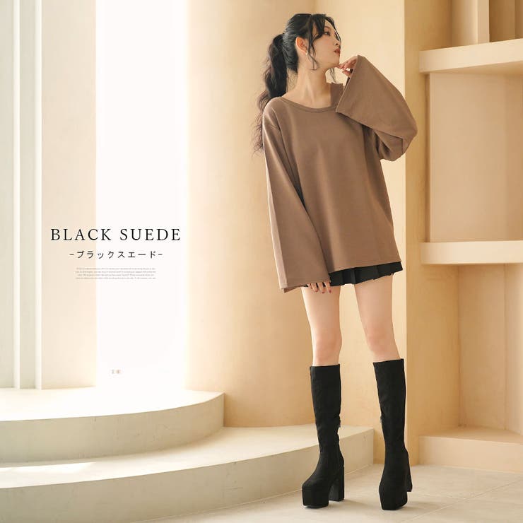 厚底ストレッチフィットロングブーツ 韓国 夢展望 ギャル アイドル Y2K