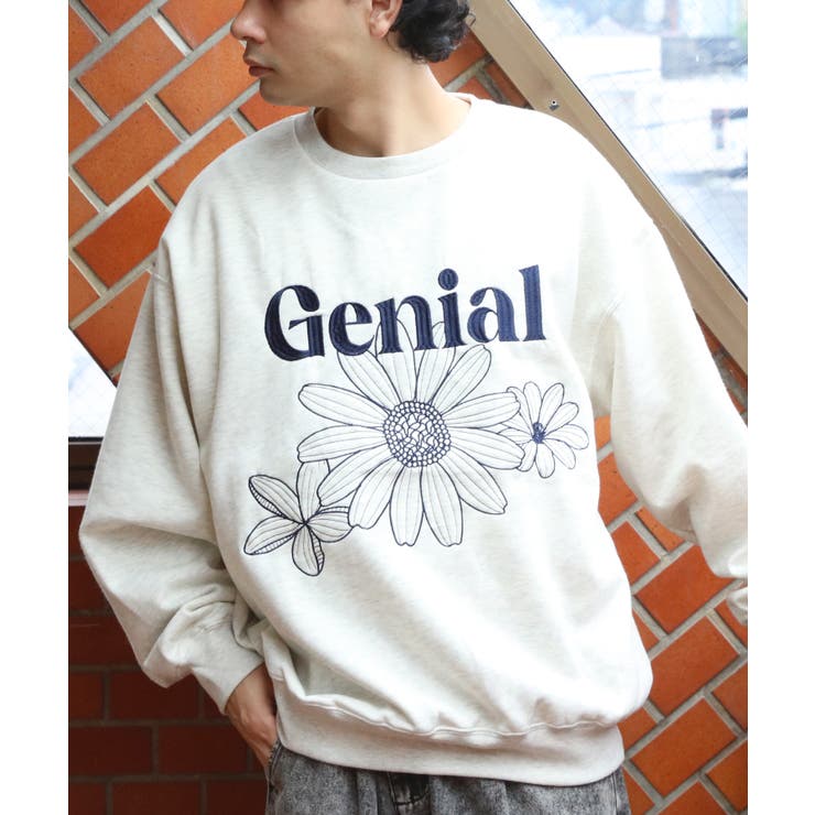 フラワー刺繍トレーナー メンズ スウェット レディース にも[品番