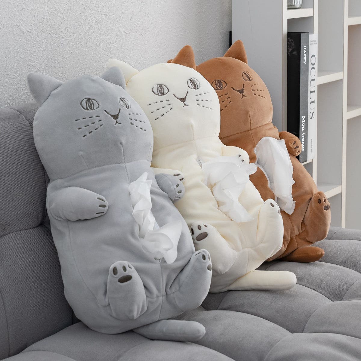 ティッシュケース にゃふにゃふ ネコ[品番：KRFH0049656]｜livingut