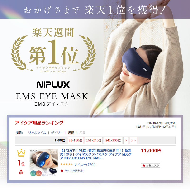 NIPLUX公式店】EMS EYE MASK│ワンランク上のEMSホットアイマスク