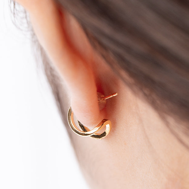 K18/Pt「ダブルフープ・ミラ」ピアス(片耳用)｜【オレフィーチェ】Orefice