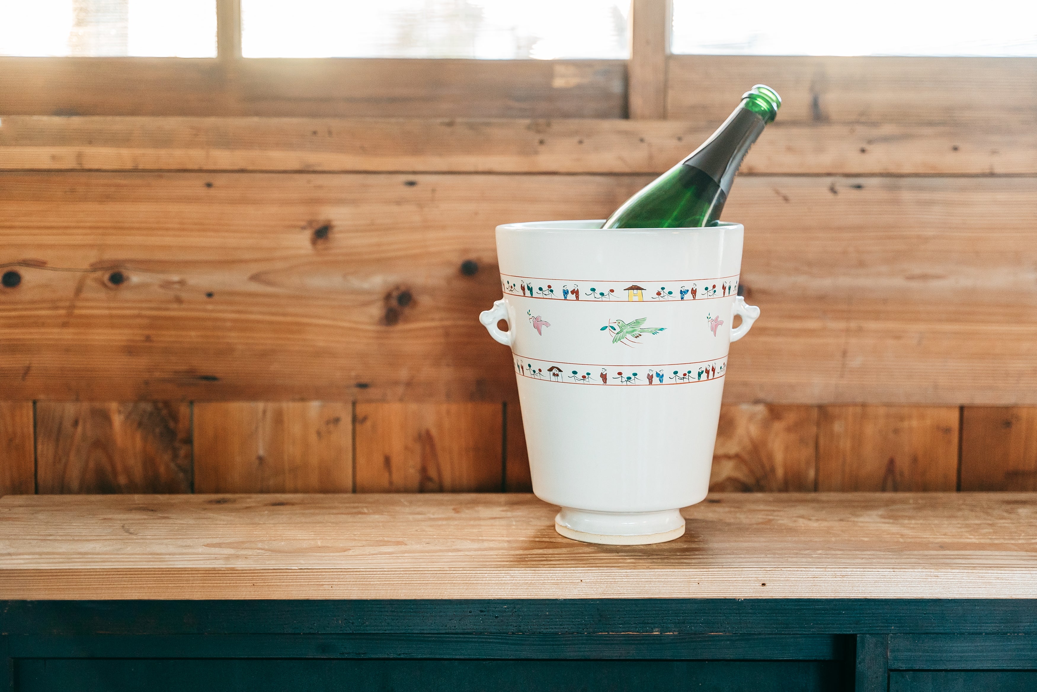 赤膚焼窯元 大塩昭山】奈良絵シャンパンクーラー｜【ならわし