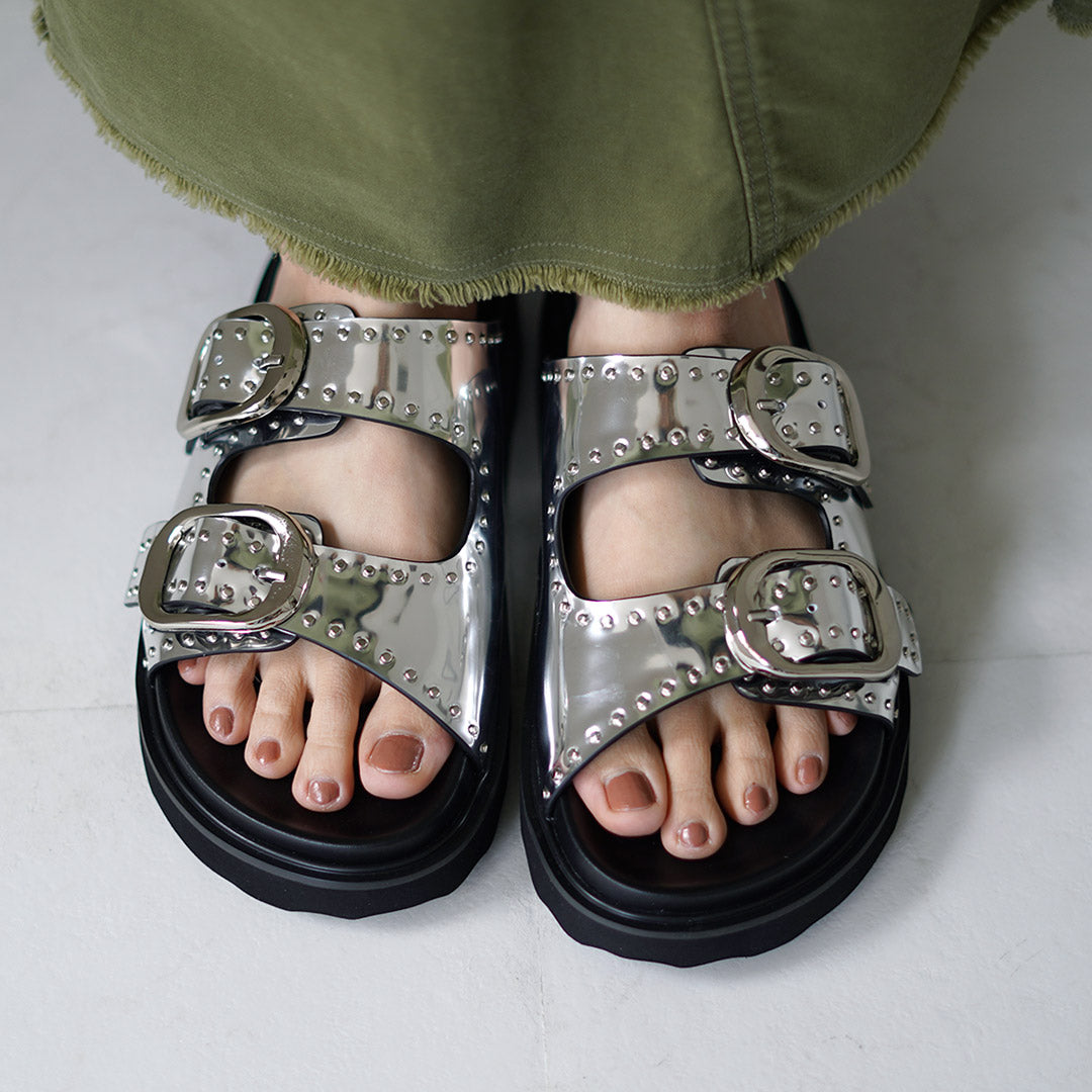 MOHI（モヒ） スタッズ ミラーサンダル / レディース フラット 牛革 本