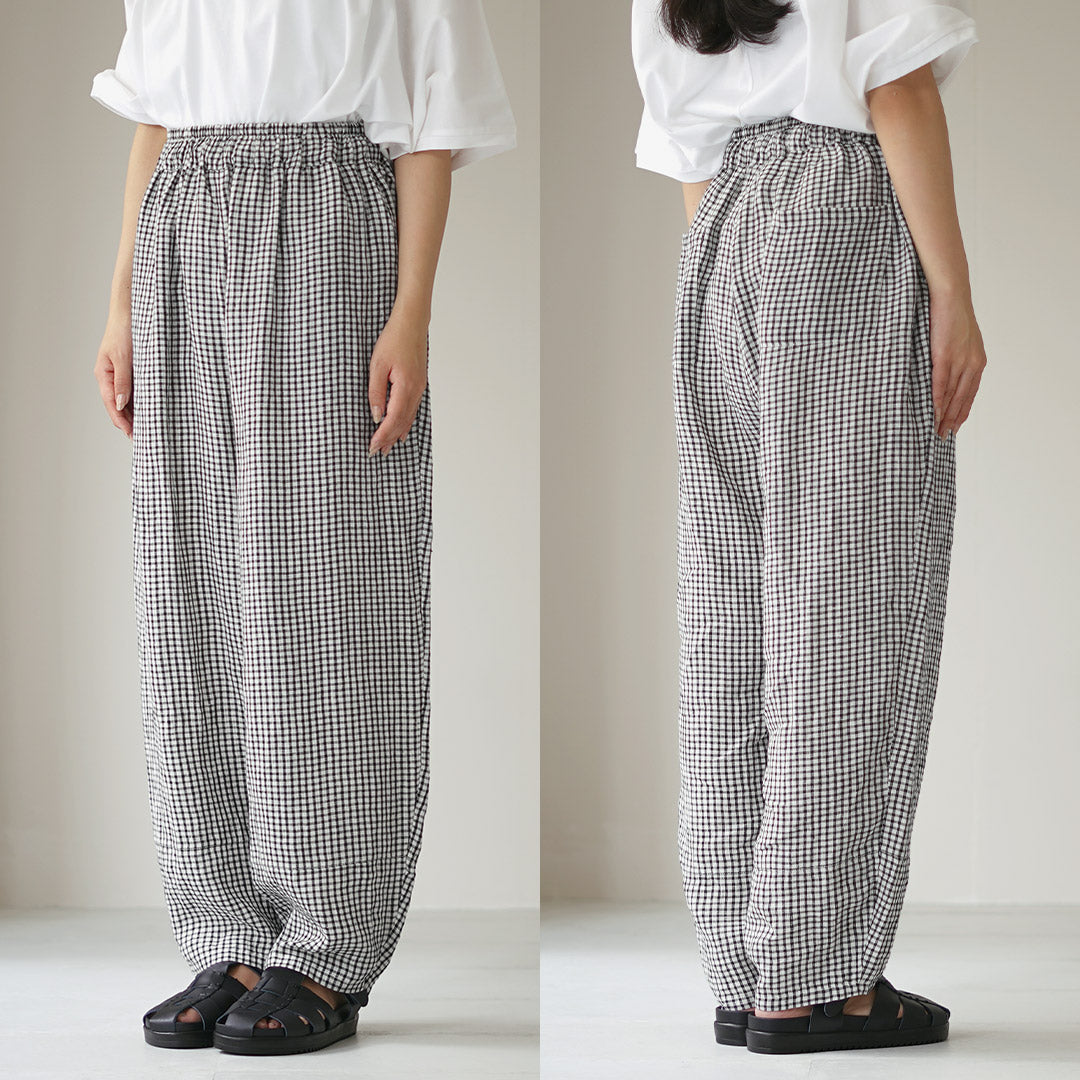 SOIL（ソイル） リネン チェック イージーパンツ / ワイド ギンガム