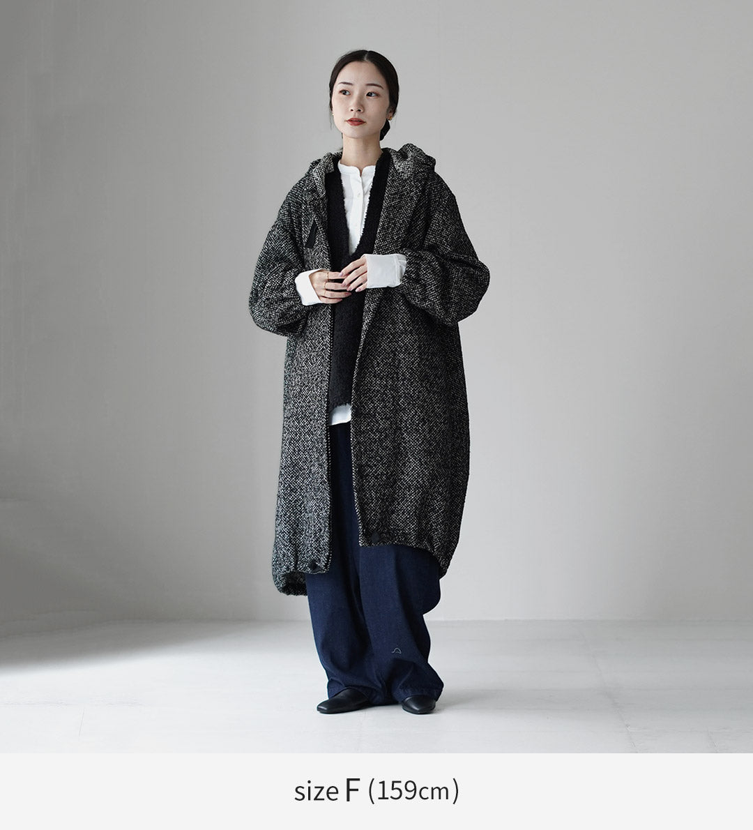 mizuiro ind（ミズイロインド） ウールブレンド フーデッド コート