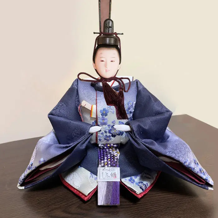 雛人形 品が良い紺色のぼかし染め刺繍スタイル【和泉雛】ひな祭りの