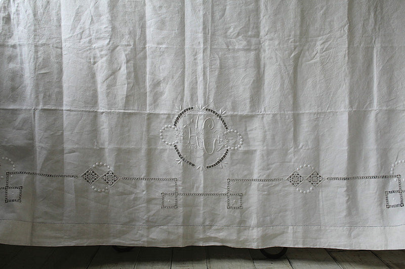 肌になじむベッドリネンシーツ モノグラム刺繍 イニシャル フランス
