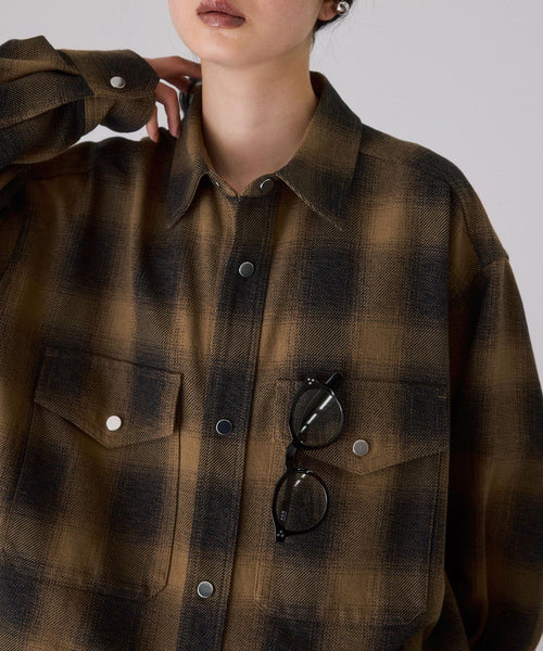 ADAM ET ROPÉ FEMME(アダム エ ロペ ファム) / オンブレチェックシャツ