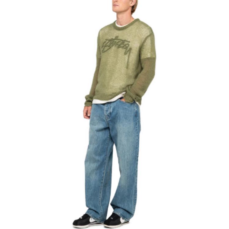 Stussy Loose Knit Logo Sweater 'Cypress' 117180-CYPERESS