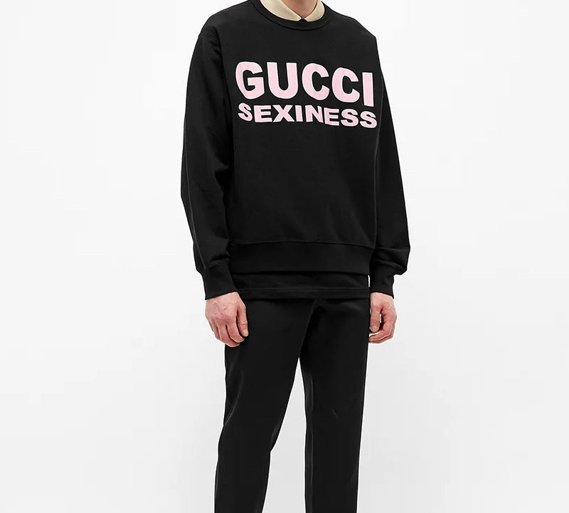 Gucci Sexiness Alphabet Printed Sweatshirt For Men Black 563972