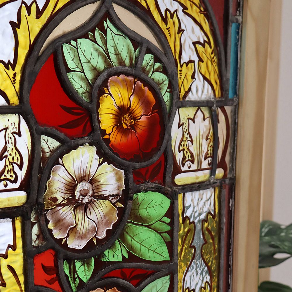 美しい色使い♪ 英国アンティーク・ステンドグラス（絵付け） VC112