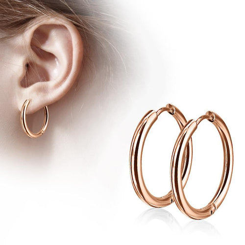 Rose Gold Clicker Hoop Earrings | Tulsa Body Jewelry