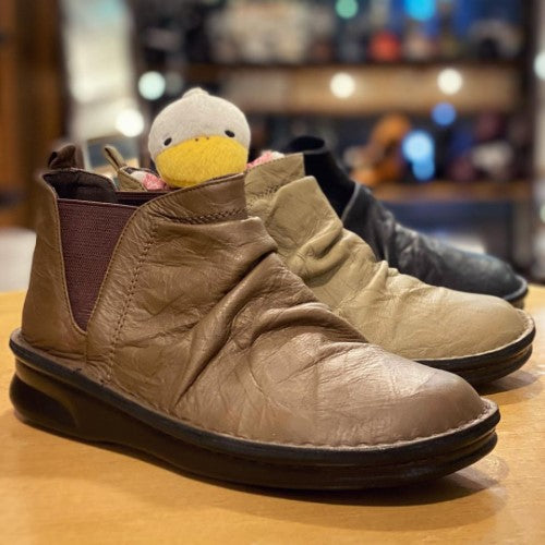 神戸旅靴屋【インコルジェ 8522 グレー】サイドゴアショートブーツ