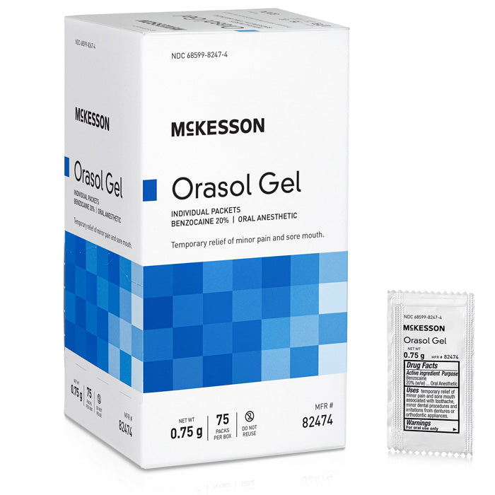 Orasol Gel Oral Pain Relief with 20% Benzocaine Packets