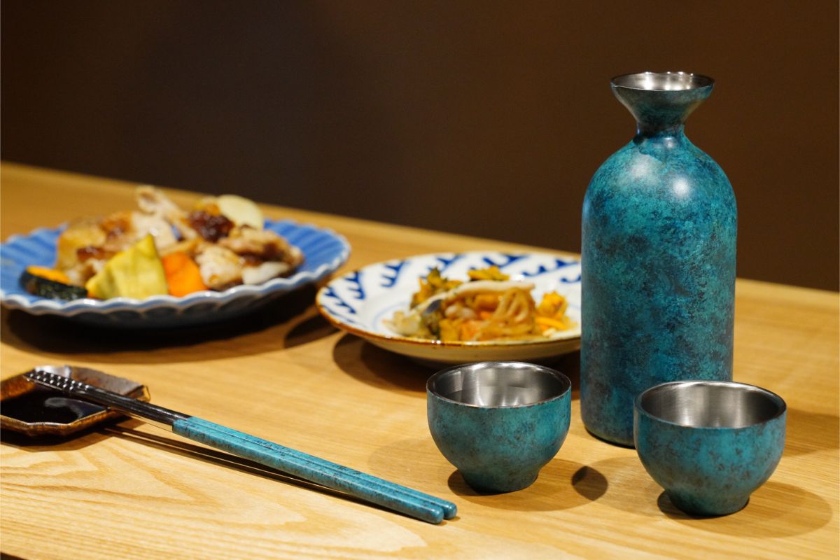 酒器セット | 折燕ORI-EN | BLUE 二重ぐい呑＋徳利1.5L | アルチザン