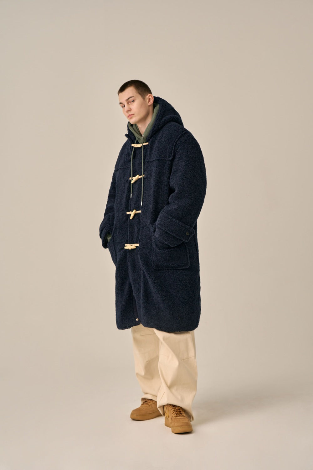 ダッフルフリースフードコート(ネイビー) - GUBIN | 60% - アジア