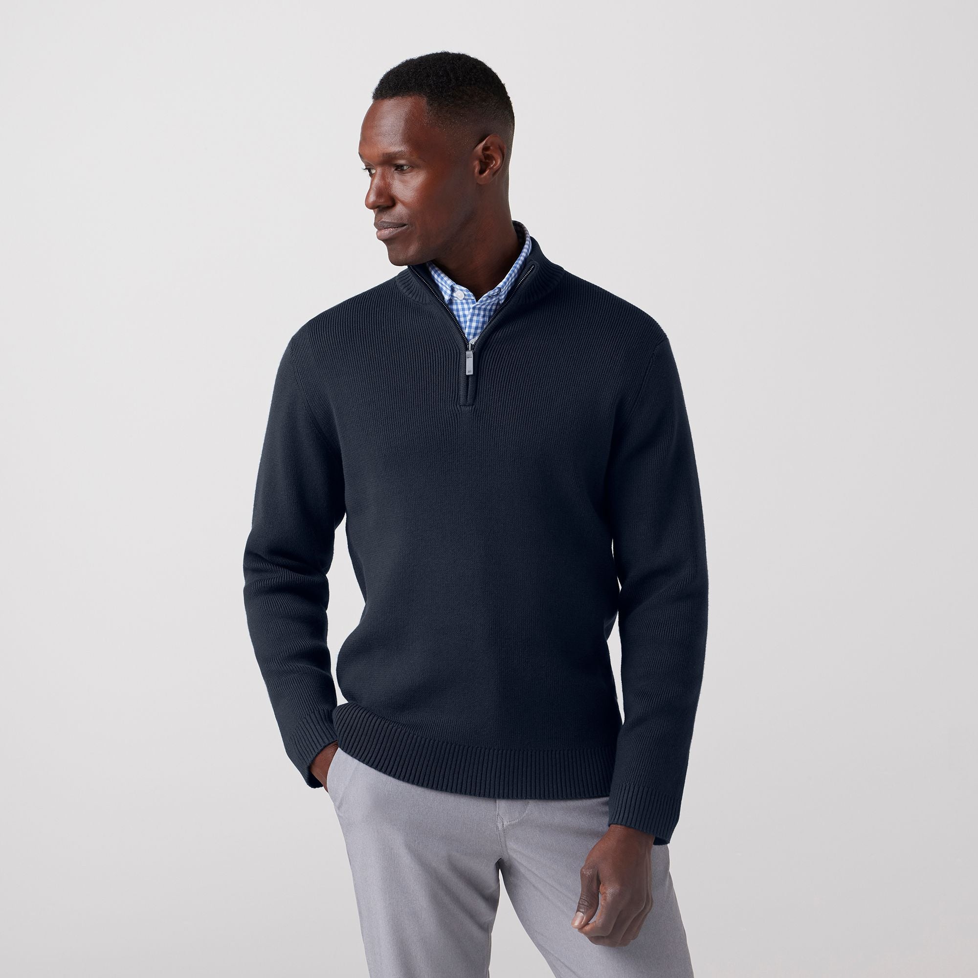 Navy Solid Hillcrest Quarter Zip | Mizzen+Main