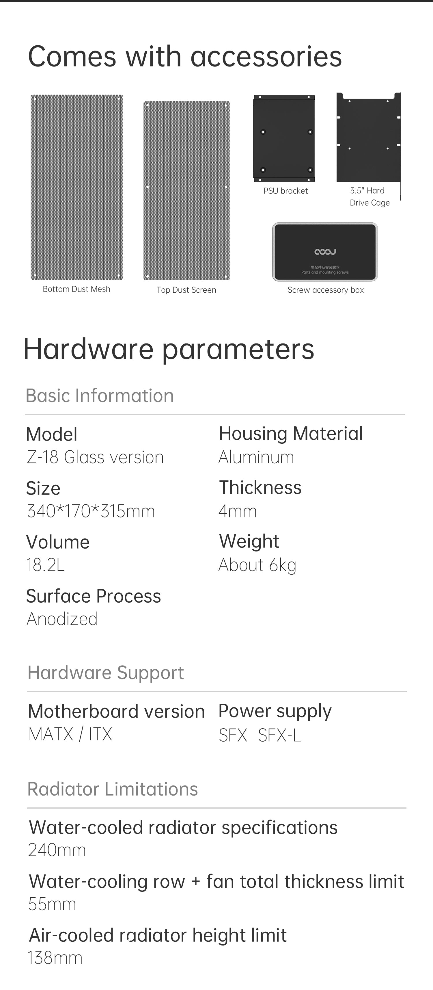 COOJ Z-18 Mesh version one-piece aluminum housing Matx case