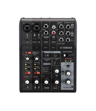 YAMAHA AG06 6-CHANNEL MIXER & USB AUDIO INTERFACE BLACK - Roxy Music