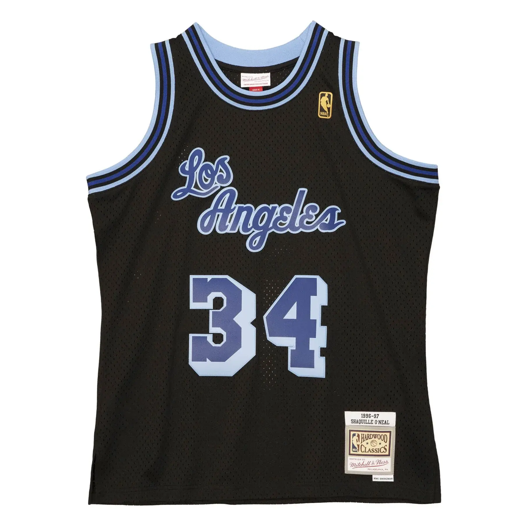 LA Lakers Men's M&N 1996-97 Shaquille O'Neal #34 Reload Black/Blue