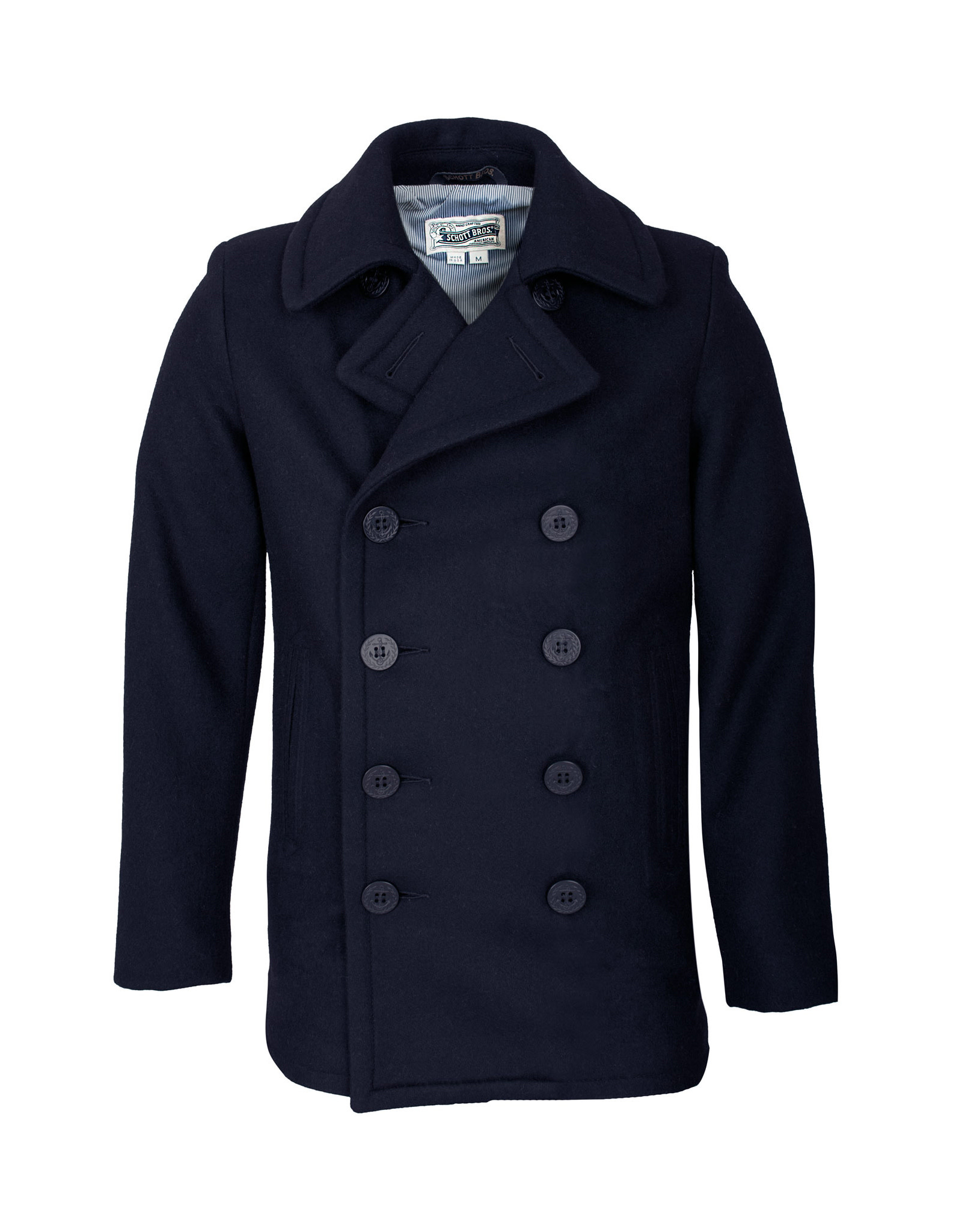 Schott Navy Melton Wool Peacoat (751) - Drinkwater's Cambridge
