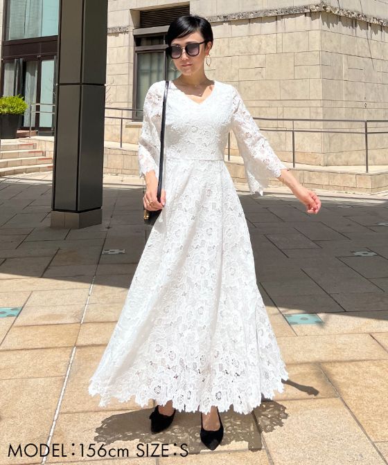 総レース8分フレア袖ワンピース｜JENNE(ジェンヌ)公式通販：パリ