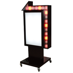 LED矢印点滅付き電飾スタンド看板 H1200mm シルバー (ADO-940NT-LED