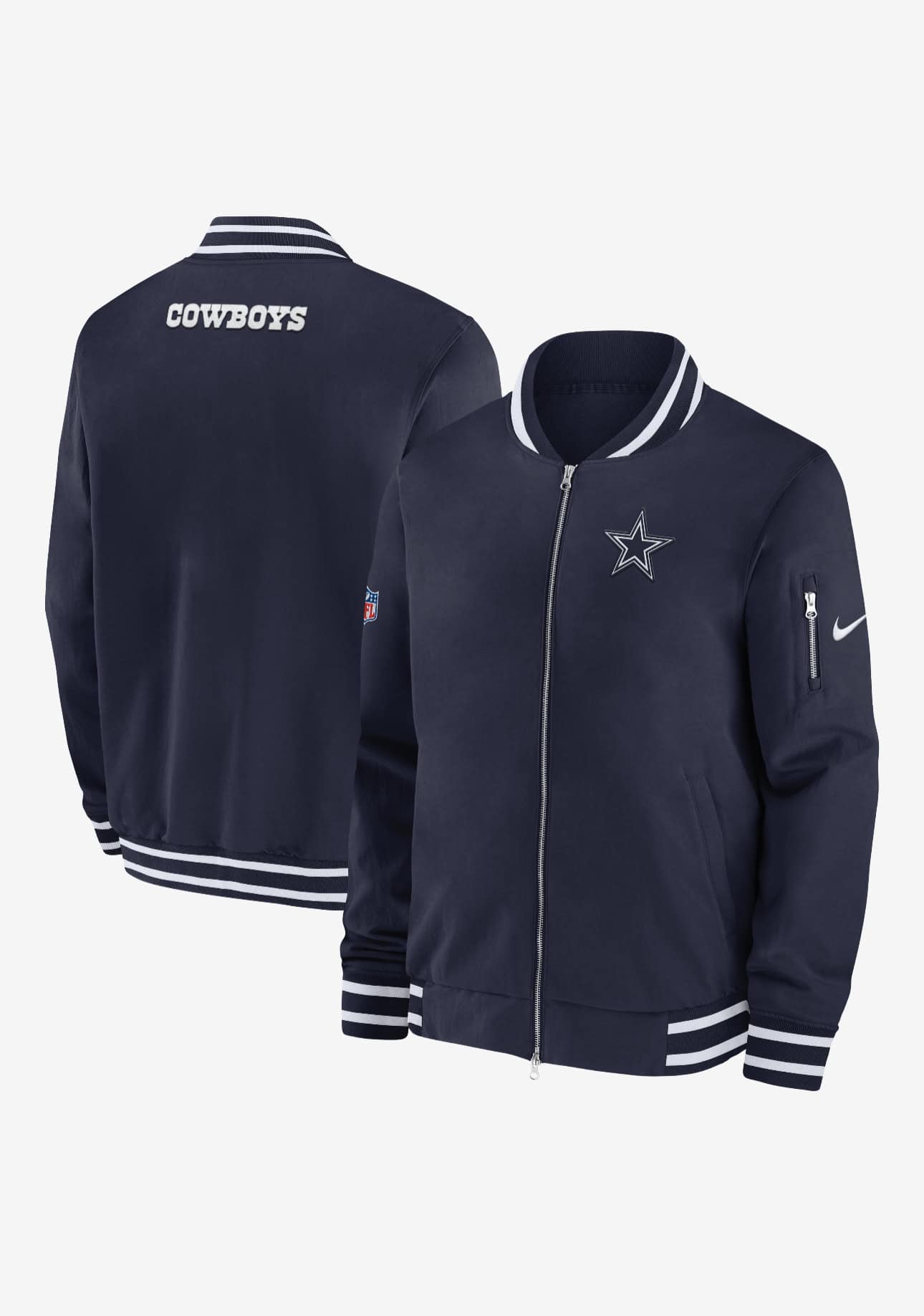 Men's Dallas Cowboys Nike NFL Sideline Coach Bomber Jacket - Navy