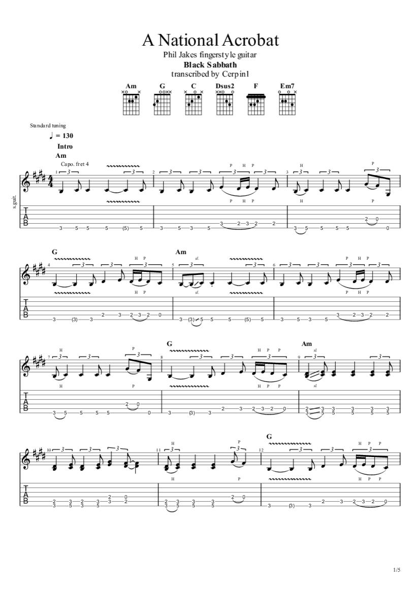 A National Acrobat Black Sabbath Fingerstyle Tab - Phil Jakes
