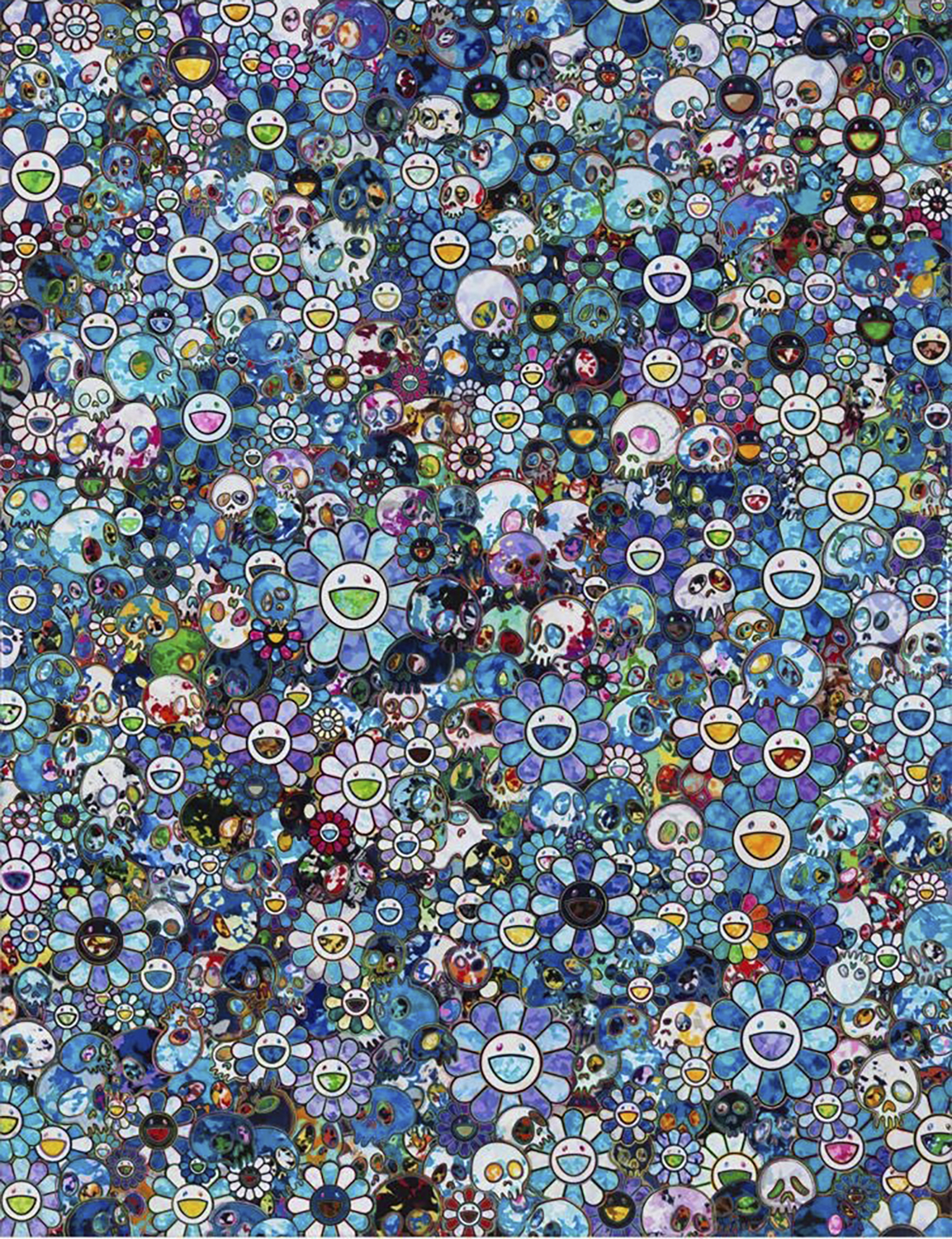 Takashi Murakami - To be titled (Blue Flowers & Skulls), 2014