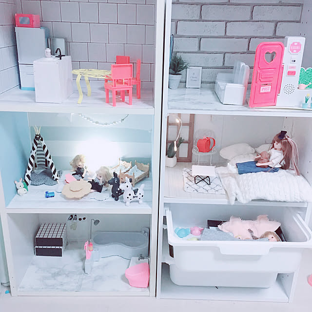 カラーボックス リカちゃんハウスDIYのインテリア・手作りの実例