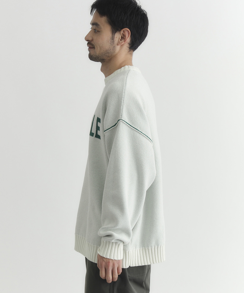 モールニットロゴクルーネックセーター(M ネイビー): トップス｜Right