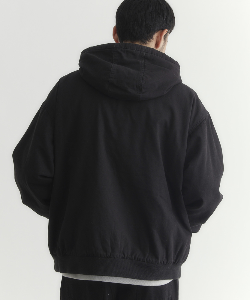 コットンダックフード付きブルゾン/セットアップ対応(M ブラック