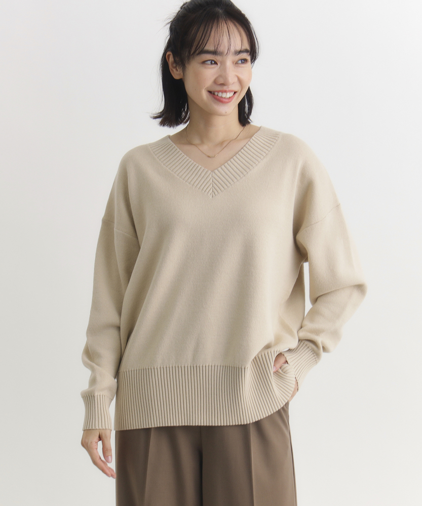 コットン混Vネックセーター(S ダークグレー): トップス｜Right-on公式